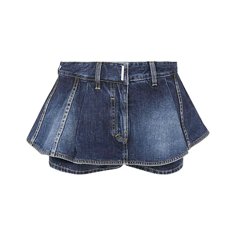 Givenchy Peplum layered Denim Shorts-0