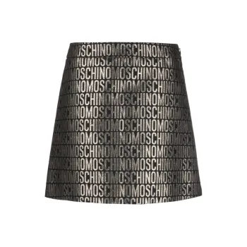 MOSCHINO Logo-Jacquard Metallic High-Waist Mini Skirt