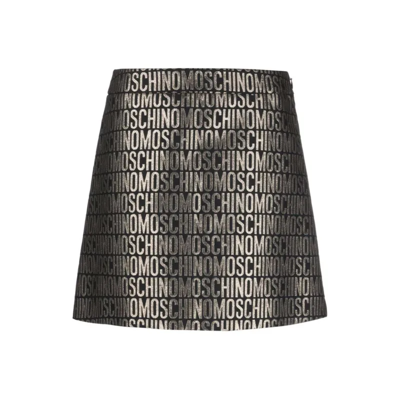 MOSCHINO Logo-Jacquard Metallic High-Waist Mini Skirt-0