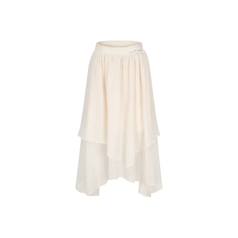 CHIWAWAMEME Casual Long Skirts Women's Apricot-0