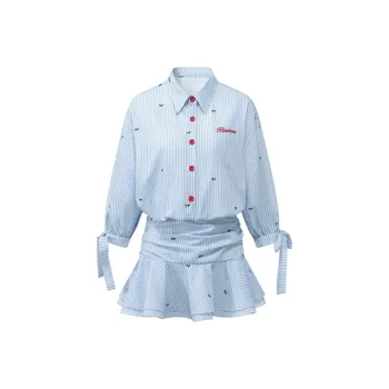 SKYA Long Sleeved Dresses Women's Blue White Stripes