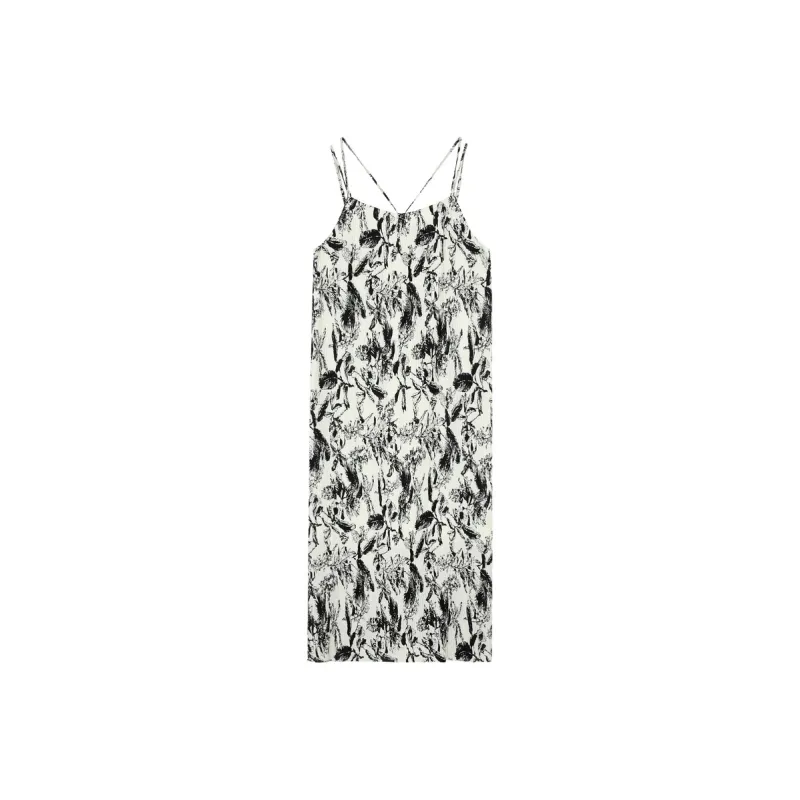 3COLOUR Slip Dress Women's Black White Floral-0