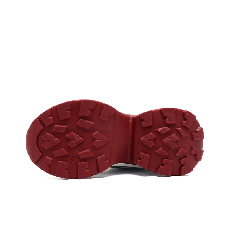 OAOQ Chunky Sneakers Unisex Low Top Silver/Red-13