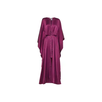 Forte Forte Caftan In Silk Satin Long-Sleeved Dresses Women's Purple