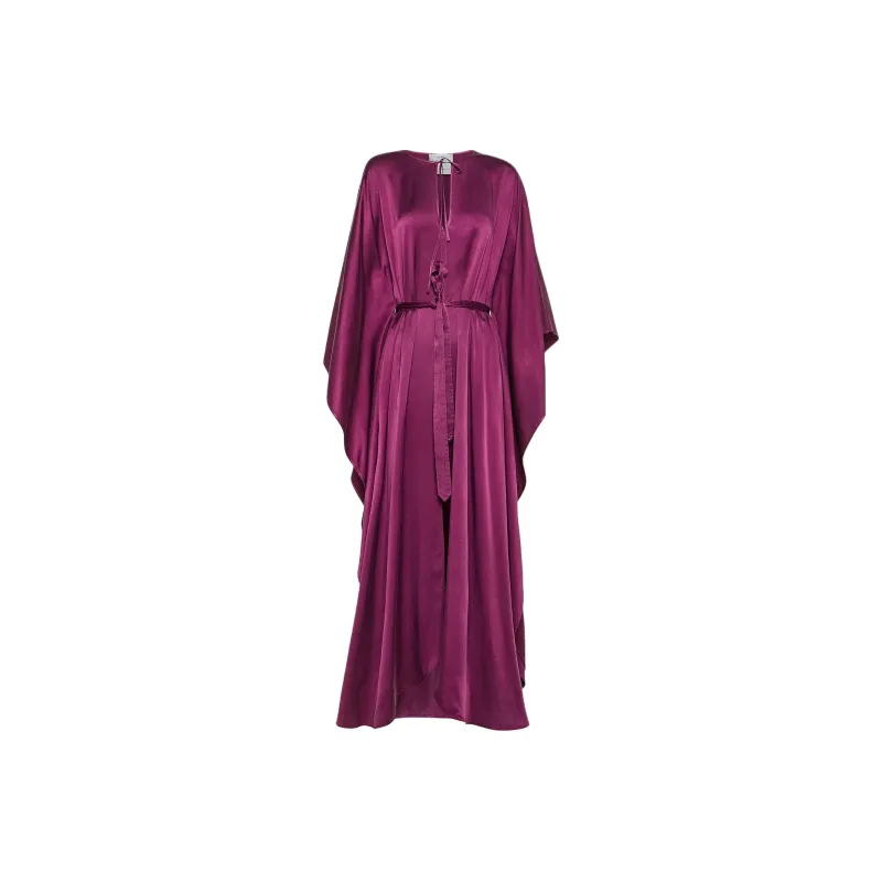 Forte Forte Caftan In Silk Satin Long-Sleeved Dresses Women's Purple-0