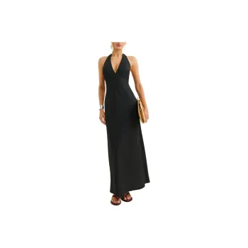 REFORMATION Delilah Linen Dress Sleeveless Dress Women's Black