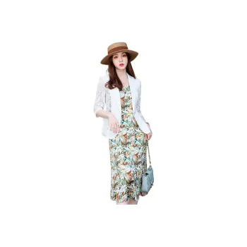 DonnaZilan Two Piece Skirt Sets Women's White+Neroli