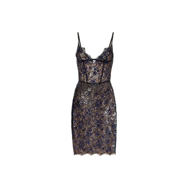 DSQUARED 2 Floral Lace Corset Mini Dress-0