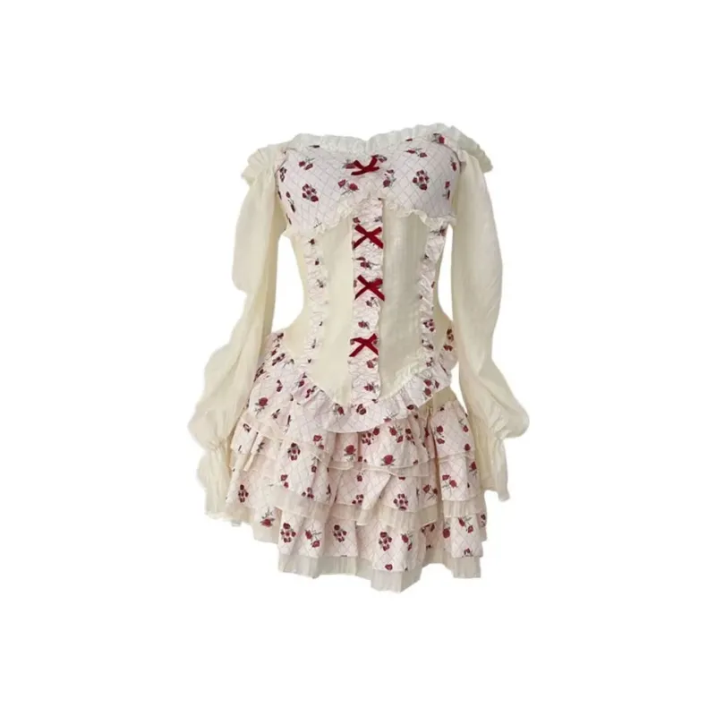 PUREIDOL Long Sleeved Dresses Women's Floral Dress-0
