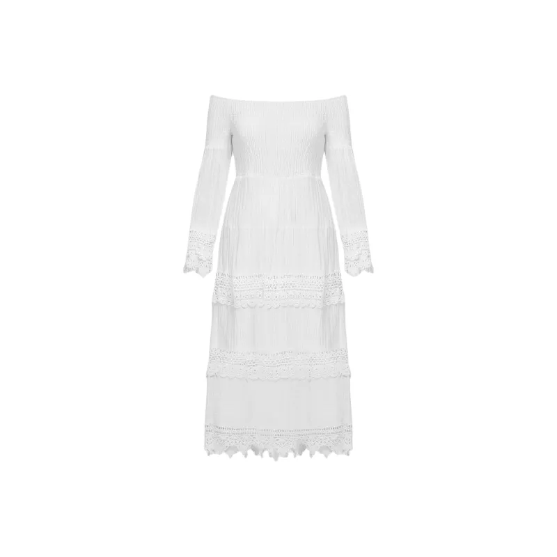 GUESS Long Sleeved Dress Women's White-0