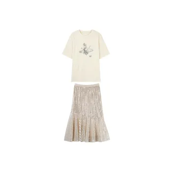 HDFULERN Skirt Set Women's Ecru