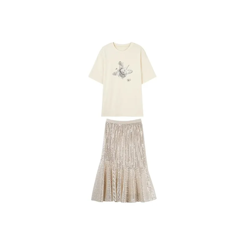 HDFULERN Skirt Set Women's Ecru-0