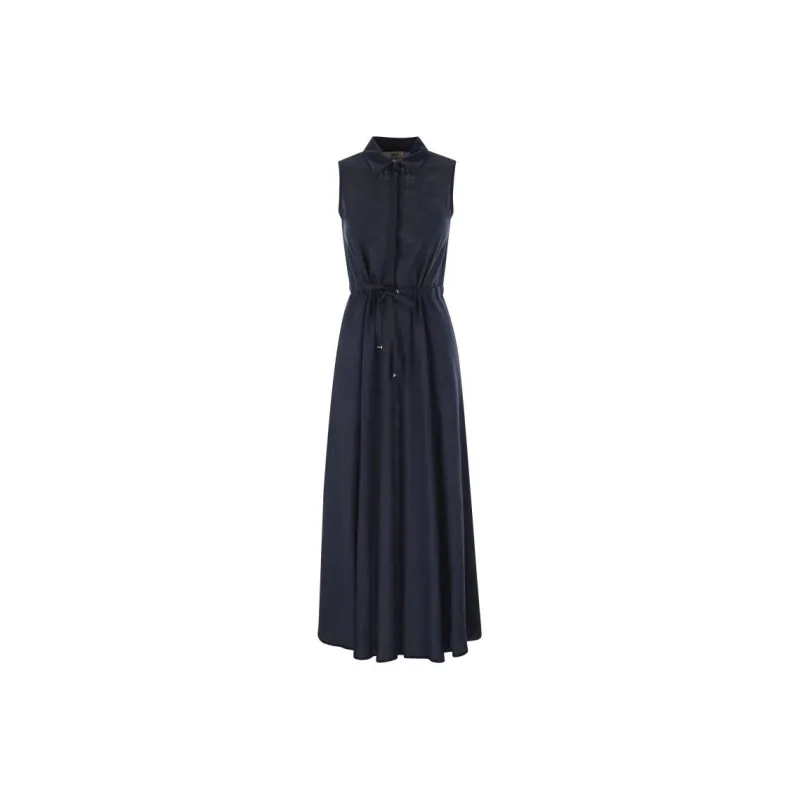HERNO SS25 Sleeveless Dress Women's Marine Blue-0