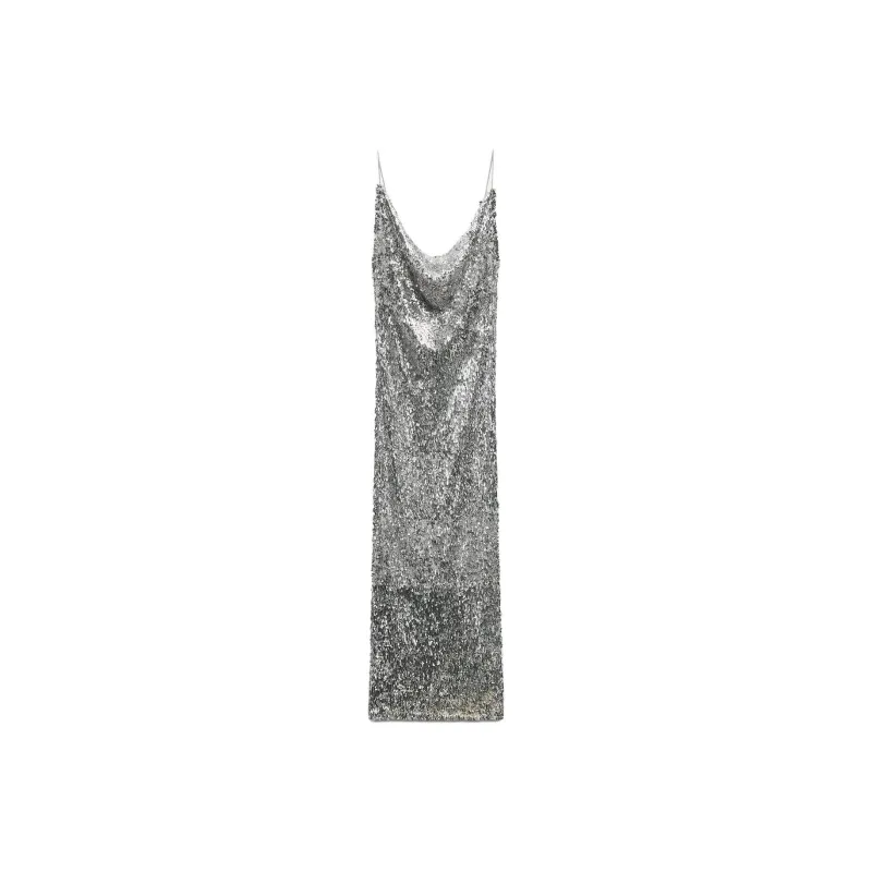 ZARA Slip Dresses Women's Silver-0