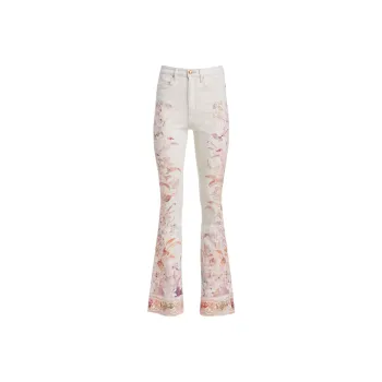 GUESS Eco Pop '70s Floral Print Flare Jeans Jeans Women's White