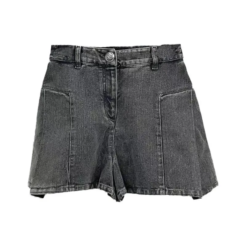 CHANEL Denim Short Skirts Women's Black-0