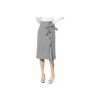 SMEN Casual Long Skirts Women's Plaid