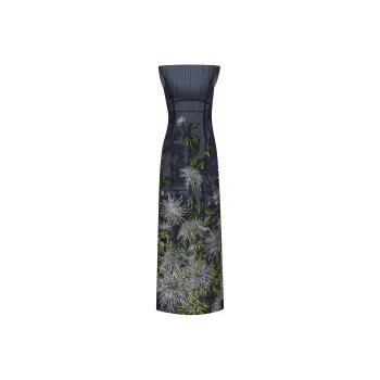 Oscar De La Renta Chrysanthemum Fil-coupé Column Gown