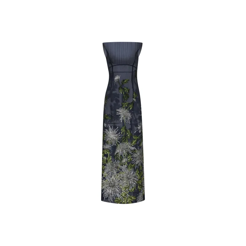 Oscar De La Renta Chrysanthemum Fil-coupé Column Gown-0