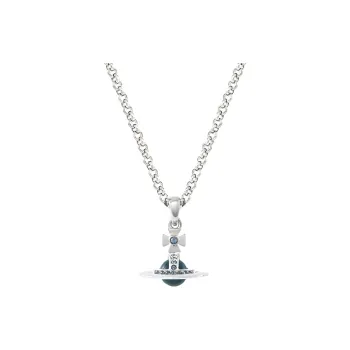 Vivienne Westwood Brass Denim Blue Saturn Globe Pendant Necklace Men's Silver/Denim Blue