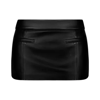 ANN ANDELMAN Leather Short Skirts Women's Black