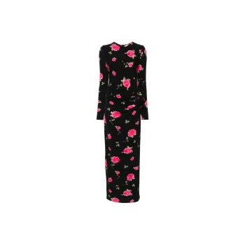 Magda Butrym Gathered Long Sleeved Printed Maxi Dress