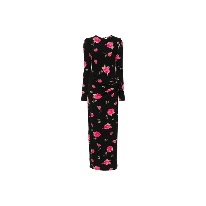 Magda Butrym Gathered Long Sleeved Printed Maxi Dress-0