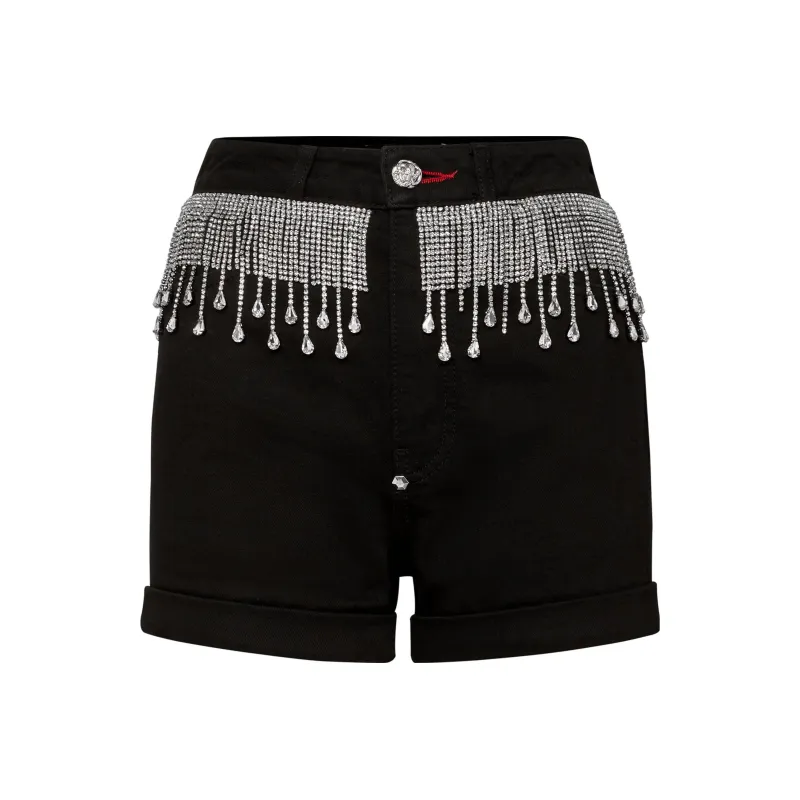 PHILIPP PLEIN Crystal embellished Denim Shorts-2