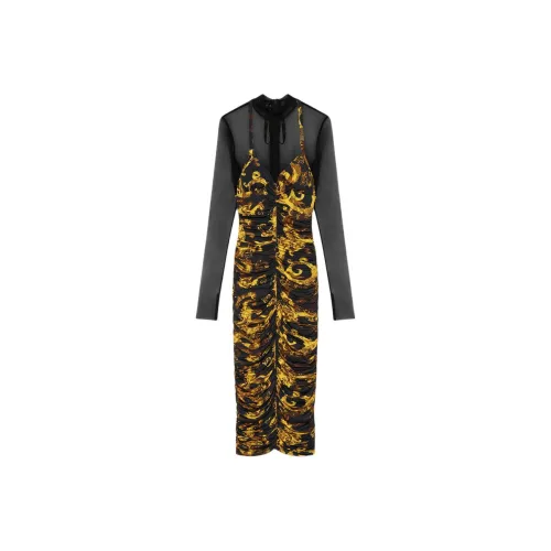 VERSACE JEANS COUTURE Barocco print Ruched Midi Dress