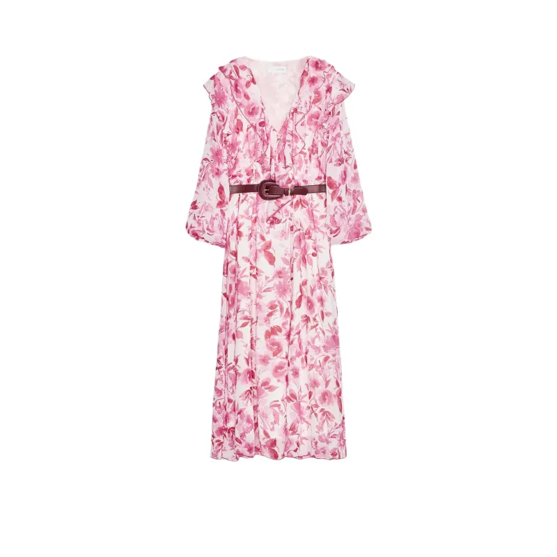 ZARA Long Sleeved Dress Women's Pink/White-0