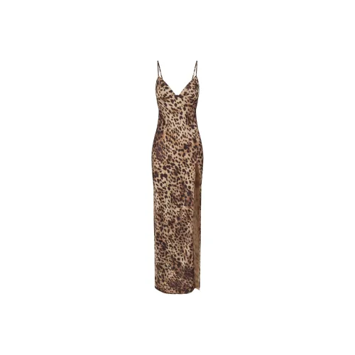 SKIMS x DOLCE&GABBANA FW24 SILK LONG SLIP DRESS Slip Dress Women's LEOPARD/Leopard Print