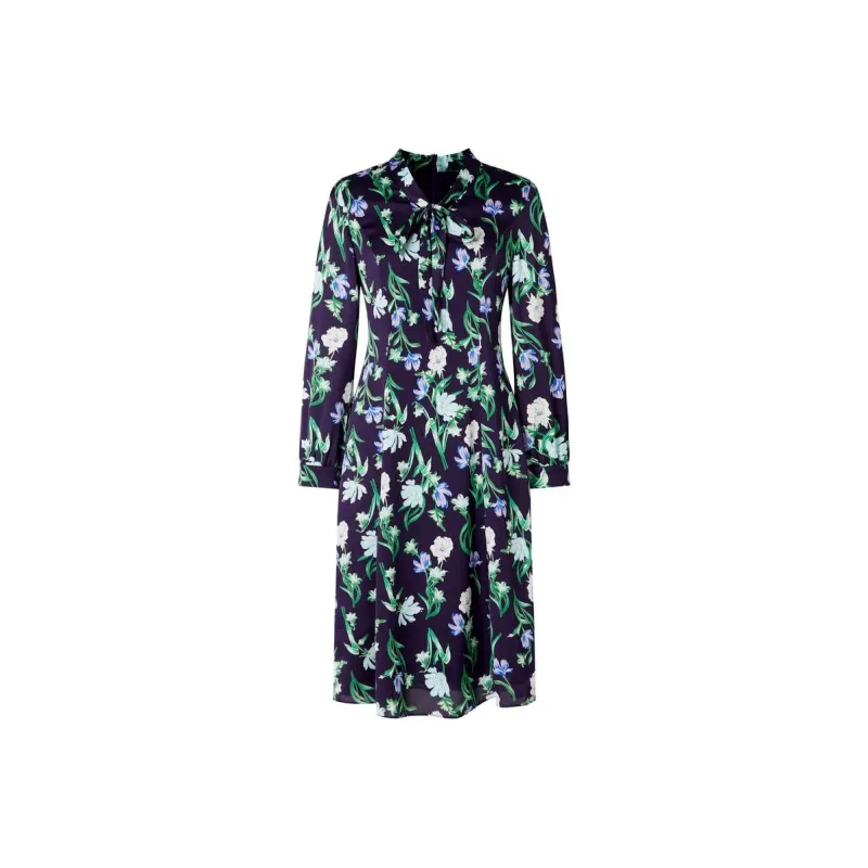 JZ. ANNAKRO Long Sleeved Dress Women's Flower Purple-0