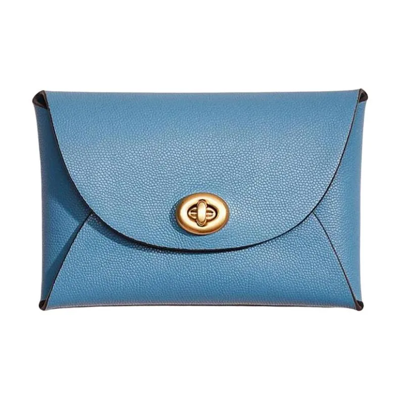 COACH Pouch Pebbled Leather Clutch Coin Purse Mini Women's Pacific Blue-0