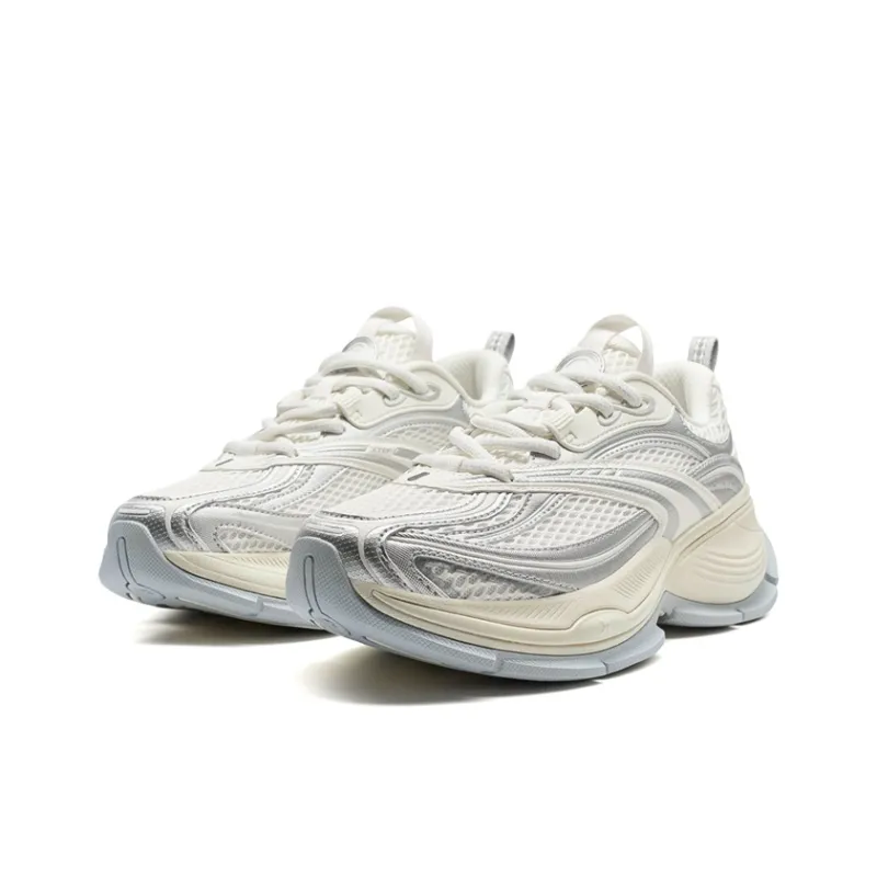 XTEP Basque 2 Tide Slip Resistant Height Increasing Rebound Low Top Casual Shoes Men's Silver Sail White-2