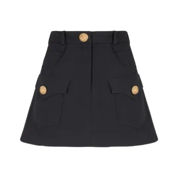 BALMAIN Logo Button Mini Skirt