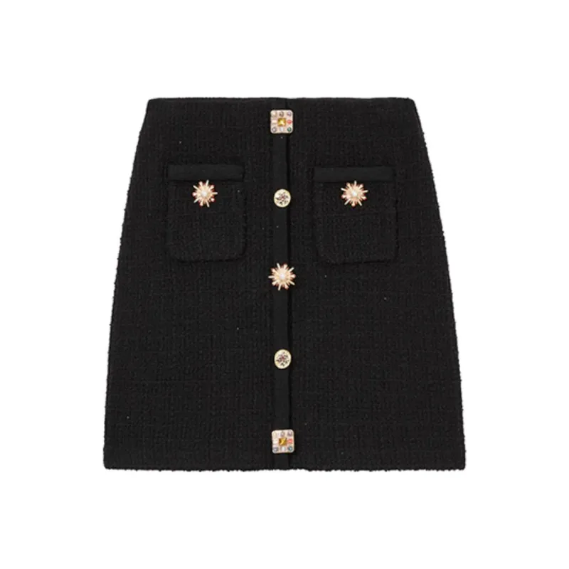 Self portrait Casual Short Skirts Women's Classic Black-0