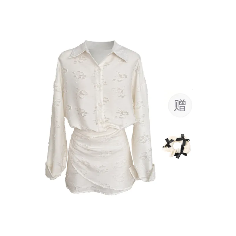 XUOIZA Long Sleeved Dresses Women's Moon White+Bowknot Hair Tie Comes With-0