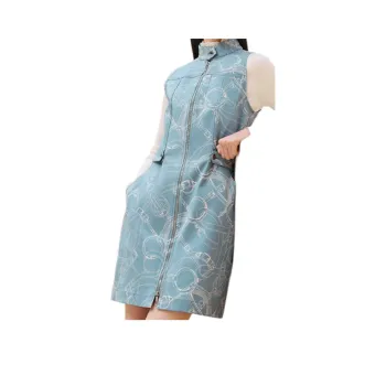 HERMES Sleeveless Dress Women's Arctic Blue