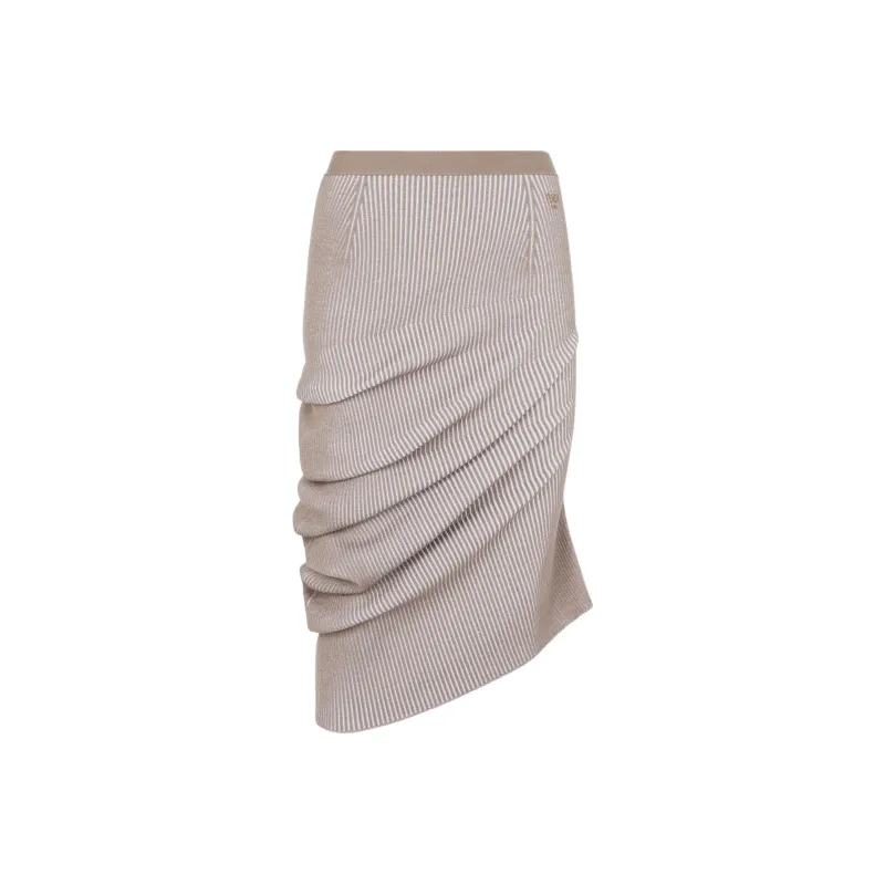 FENDI Asymmetric Draped Ribbed Skirt-0