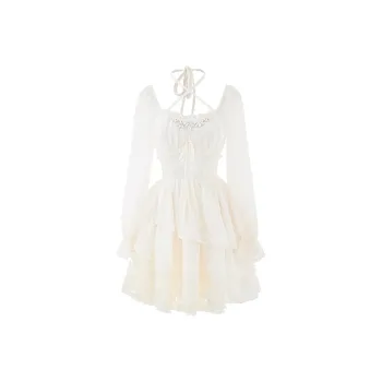 SECFLY OFFICIAL Long Sleeved Dress Women's Apricot