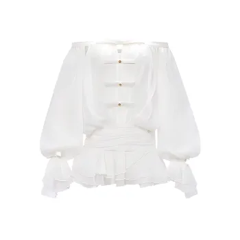 Udon House Long Sleeved Dress Women's White