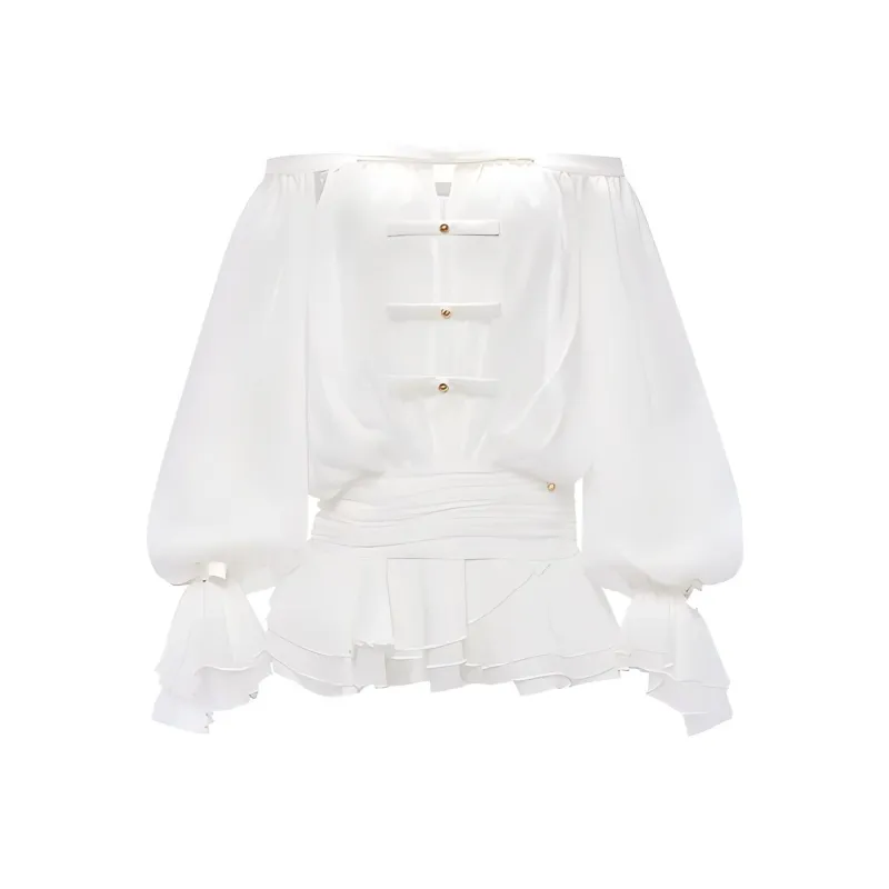 Udon House Long Sleeved Dress Women's White-0