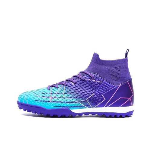 QIUTEXIONG Soccer Shoes Unisex High Top White Blue/Purple/Black Red