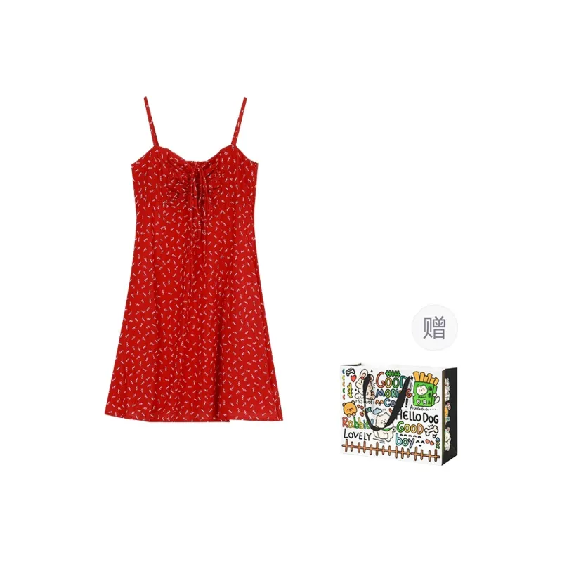 DEDY Slip Dresses Women's Red-0