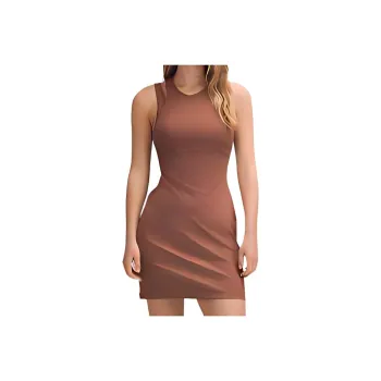 Lululemon Ribbed Cotton Modal SS24 Sleeveless Dress Women's Bronzed Brown