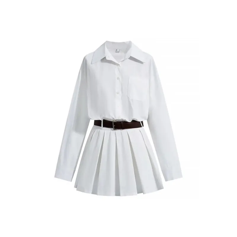 ETSE Long Sleeved Dress Women's White-0
