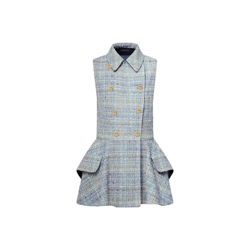 LOUIS VUITTON Double Breasted Tweed Mini Dress-0