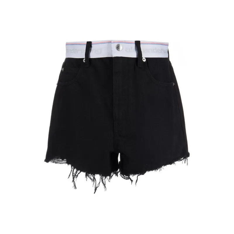 T By Alexander Wang Logo Webbing High Rise Bite Short Black-0