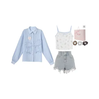 SNBL Casual Suit Women's Shirt+Camisole+Jeans