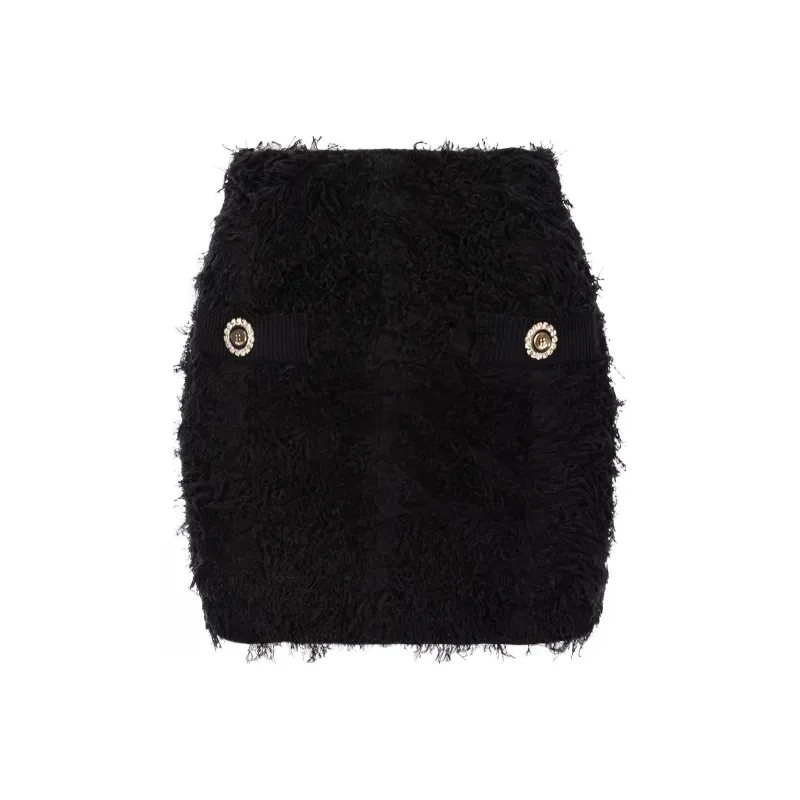 PINKO Salamandra Frayed Knitted Miniskirt-0